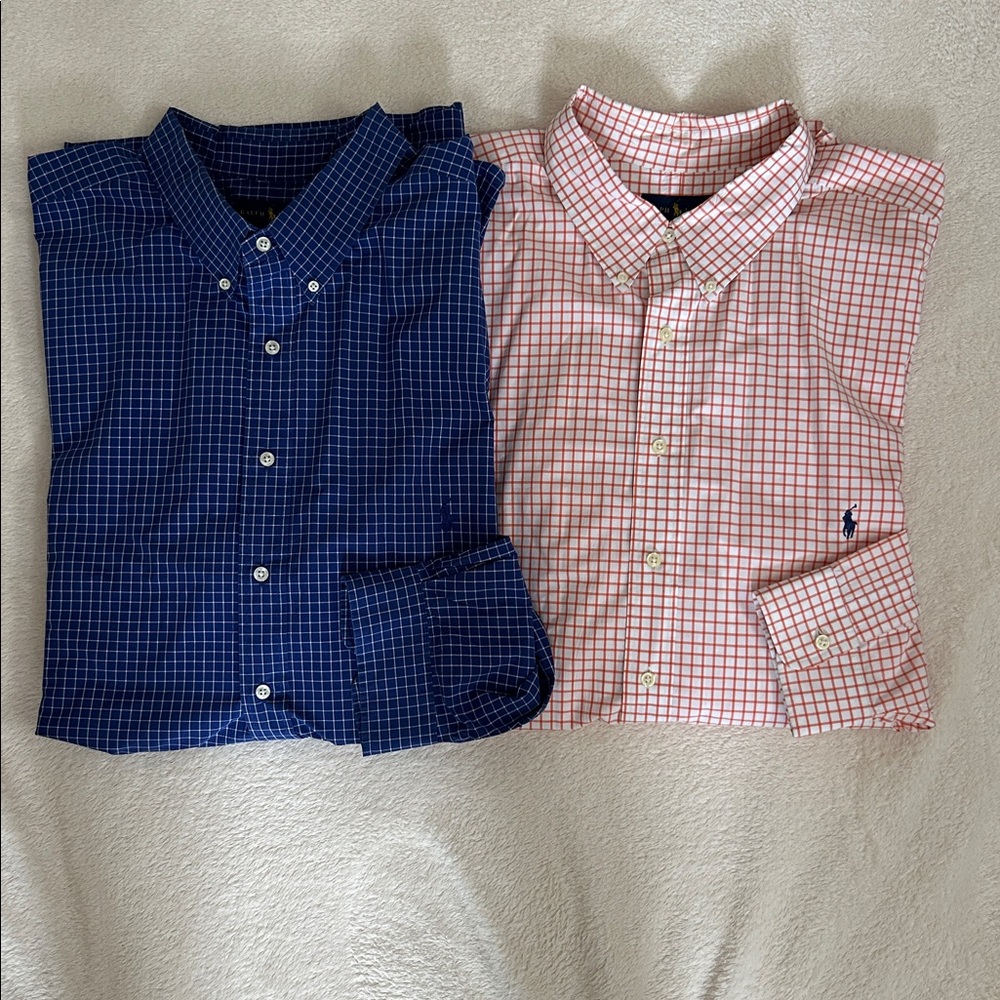 Ralph Lauren Blue and Orange Checkered Shirts